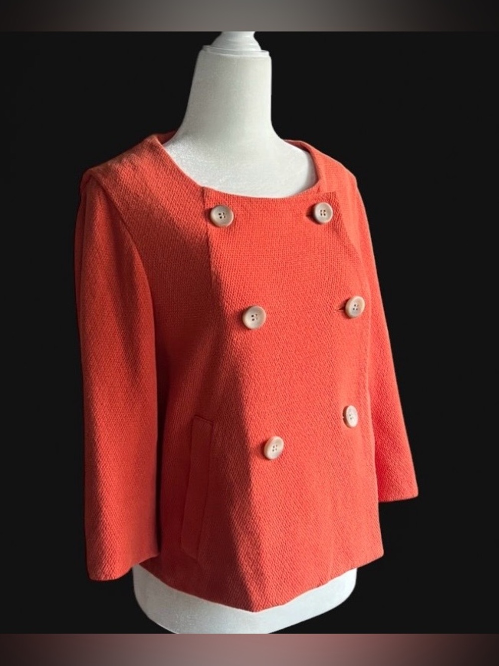 Issey Miyake 24 orange double-breasted cardigan jacket size 2